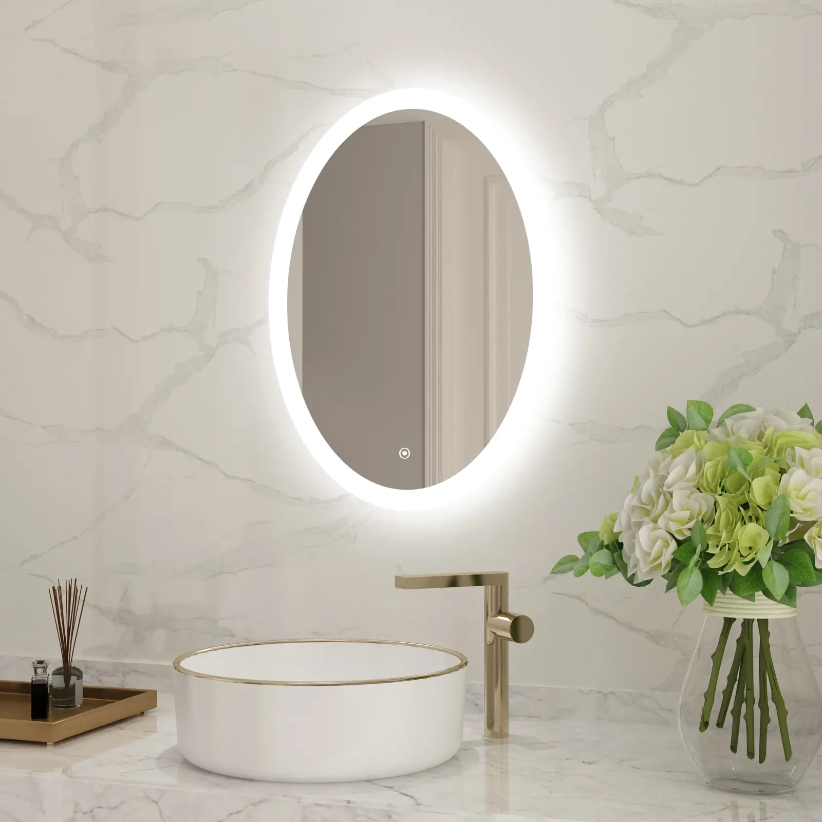 Gloria oval mirror backlit 2028