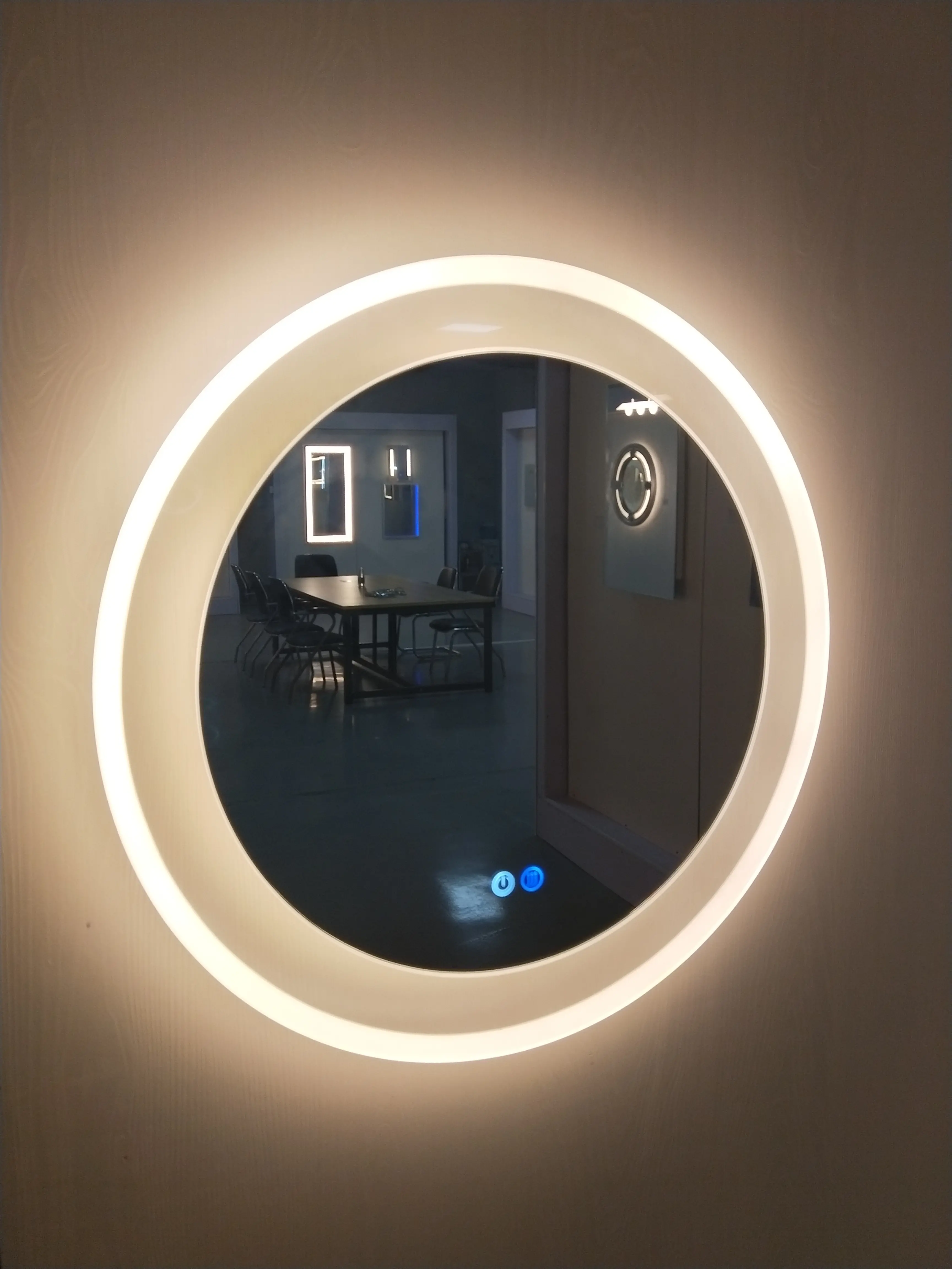 Aurora round mirror with acrylic backlit