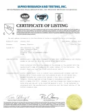 （base and wall) Product certificate