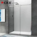 TAMPA Frameless Stainless Steel Single Sliding Matte Black Shower Door