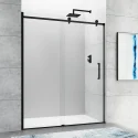 TAMPA Frameless Stainless Steel Single Sliding Matte Black Shower Door