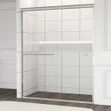 BERLIN Framed Aluminum Bypass Sliding Brushed Nickel Shower Door