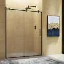 MIAMI Frameless Stainless Steel Single Sliding Matte Black Shower Door