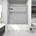 BERLIN Framed Aluminum Bypass Sliding Brushed Nickel Shower Bathtub Door