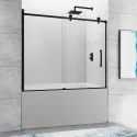 TAMPA Frameless Stainless Steel Single Sliding Matte Black Shower Bathtub Door