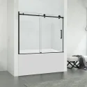 MIAMI Frameless Stainless Steel Single Sliding Matte Black Shower Bathtub Door