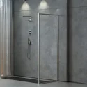TAMPERE 34 Inch x 72 Inch Aluminum/Stainless Steel Framed Chrome Walk-in Shower Panel EL004