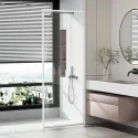 TAMPERE 34 Inch x 72 Inch Aluminum/Stainless Steel Framed White Walk-in Shower Panel EL004
