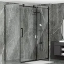 59 Inch x 75 Inch Aluminum Frameless Matte Black Single Sliding Shower Enclosure CLD1231