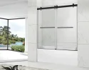 ROME 60 Inch x 66 Inch Frameless Stainless Steel Bypass Sliding Shower Bathtub Door