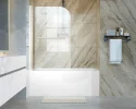 Portland 35 Inch x 55 Inch Frameless Aluminum Pivot Brushed Nickel Shower Bathtub Door