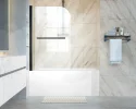 Portland 35 Inch x 55 Inch Frameless Aluminum Pivot Matte Black Shower Bathtub Door