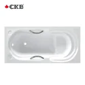 Acrylic Drop-in Soaking Solid Surface Bathtub With Seat And Stainless Steel Handles TRC4018
