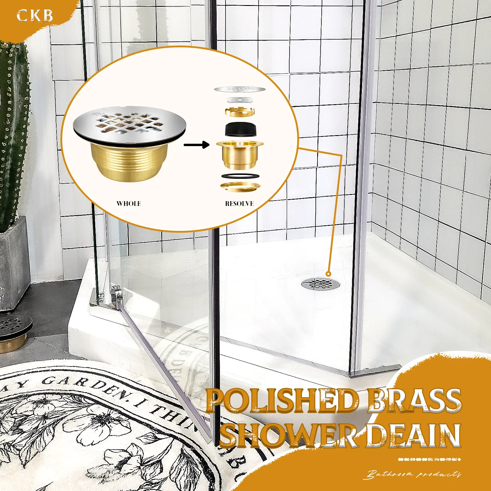 polished brass shower deain