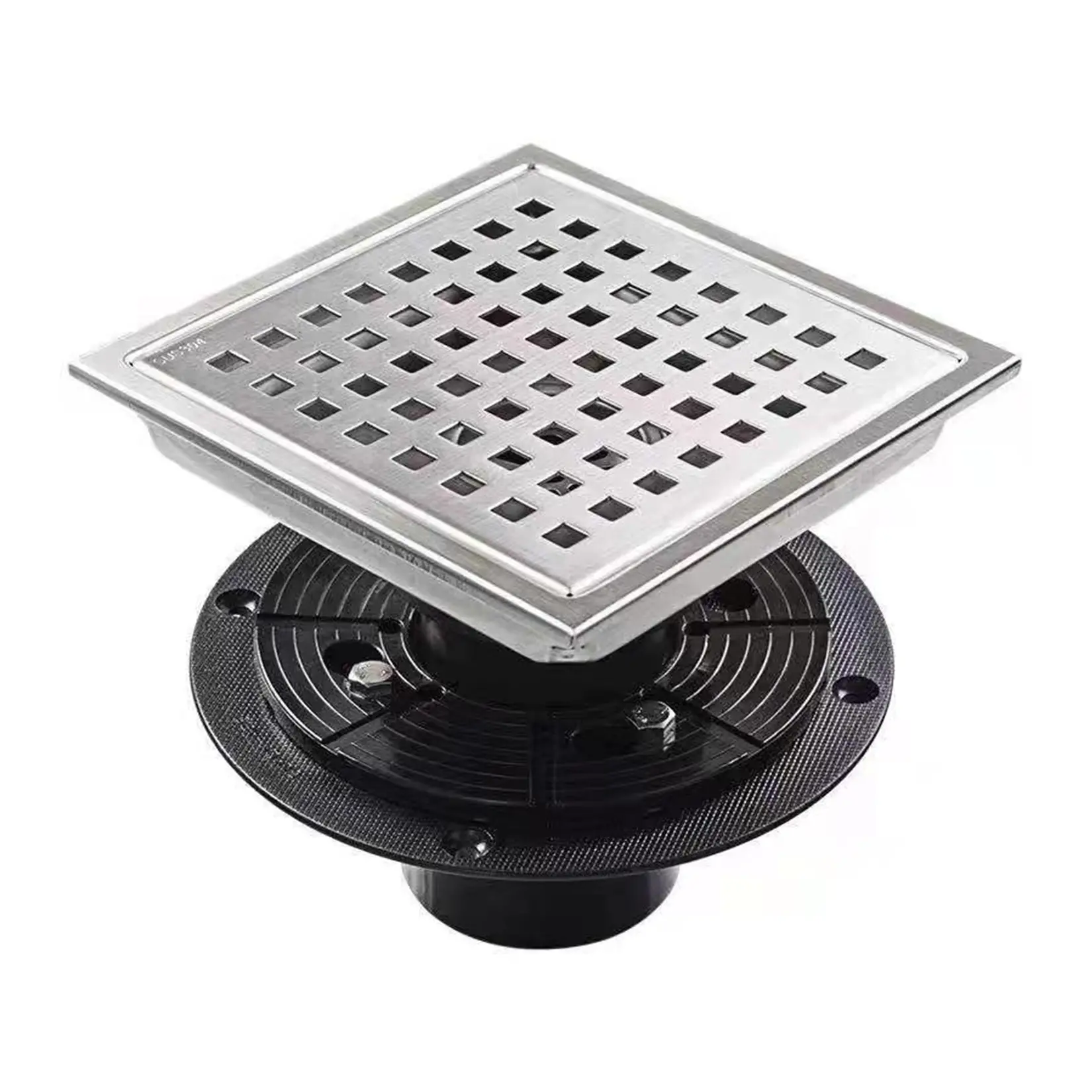 Stainless Steel Square Floor Drain With Filter - Shower Drain With Gravity Spring Design