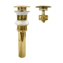 Gold Stainless Steel Brass Core Pop-Up Bathroom Sink Drain Stopper with Overflow