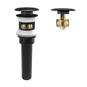 Matte Black Stainless Steel Brass Core Pop-Up Bathroom Sink Drain Stopper with Overflow