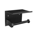 304 Stainless Steel Matte Black Wall Mounted Toilet Paper Holder with Shelf