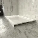 Wholesale White Acrylic Center Drain Shower Tray Non-Slip Textured Surface Rectangle Bathroom Shower Base