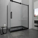Modern Hotel Corner Rectangle Black Acrylic Solid Surface Shower Base Bathroom Rv Shower Trays