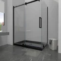 Custom Shower Room Walk-In Black Acrylic Anti Slip Texture Shower Pan Bathroom Freestanding Shower Tray