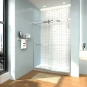 Customized Hotel Transparent Frameless Shower Panel 10mm Tempered Glass Straight Sliding Shower Door