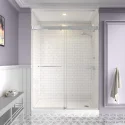 Customized Bathroom Walk In Frameless Tempered Glass Aluminum Stainless Steel Handle Sliding Shower Door