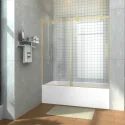Matte Black Single Sliding Door Shower Screen Bathroom Frameless Sliding Bathtub Shower Glass Door
