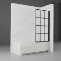 European Style Matte Black Grid Frame Shower Partition Bathroom Bathtub Pivot Door Shower Screen