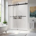 Matt Black Stainless Steel Track Straight Frameless Double Sliding Bypass Shower Door