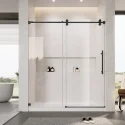 Stock in USA Matt Black Stainless Steel Hardware Single Sliding Door Frameless Glass Shower Room