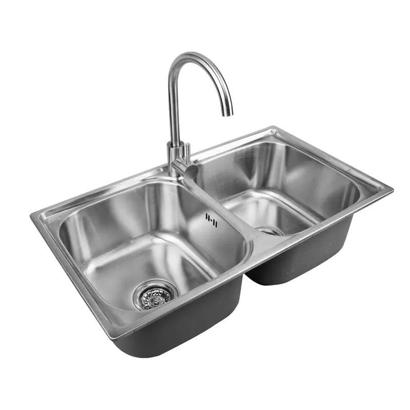 kitchen double bowl square sink