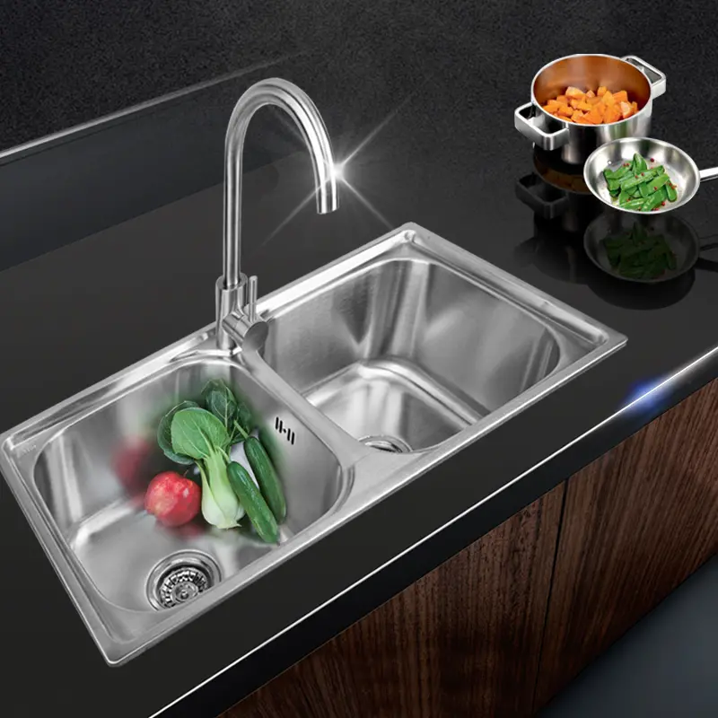 kitchen double bowl square sink