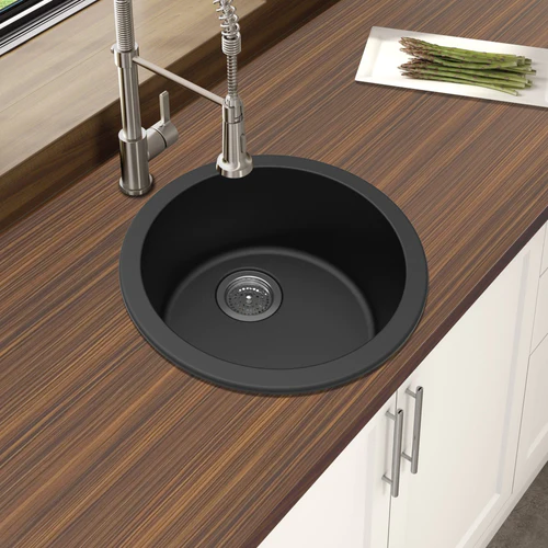 China manufacturers round granite quartz stone kitchen/laundry sink | top/under mount