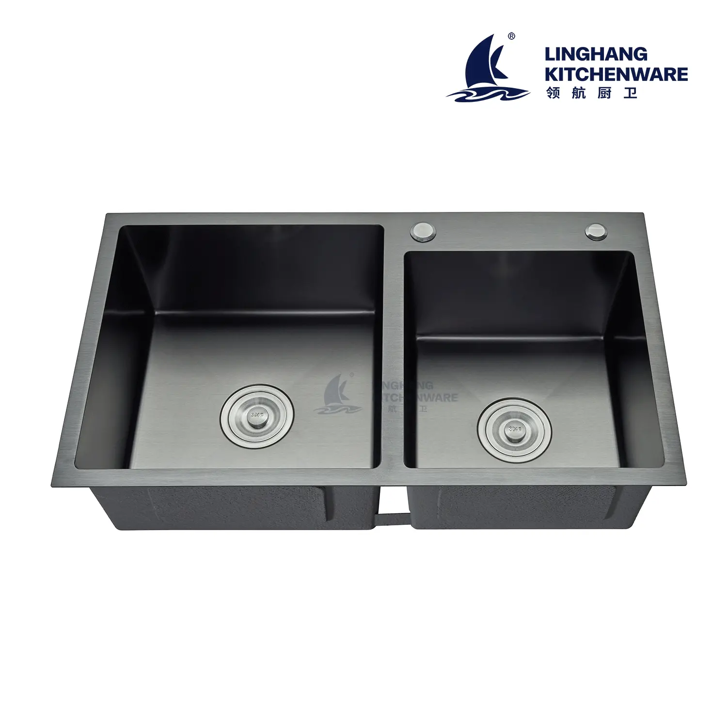 Handmade sink black nano handmade kitchen sink double bowl 754078438245
