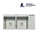 Brushed double basin with plate, computer gong, knife holder 10048